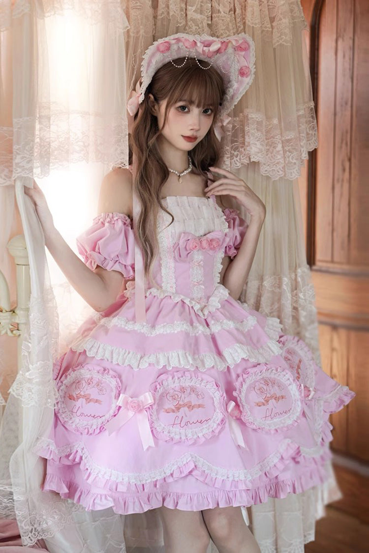 Pink Butterfly Dream Multi-Layered Print Ruffle Bow Sweet Princess Lolita Jsk