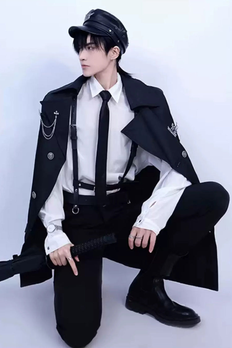 Elegant Gothic Military Long-Sleeve Coat with Ouji Style