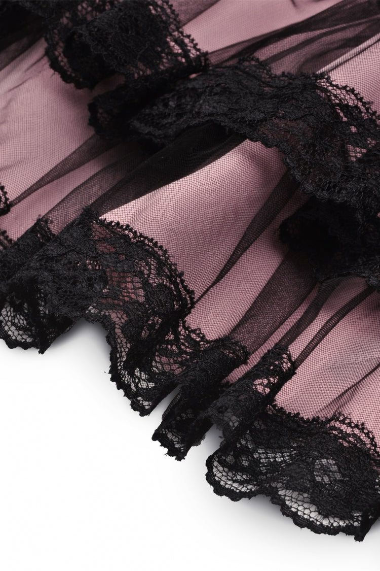 Pink Sleeveless Multi-Layered Lace Women's Lolita Slip Dress Graduation Dress