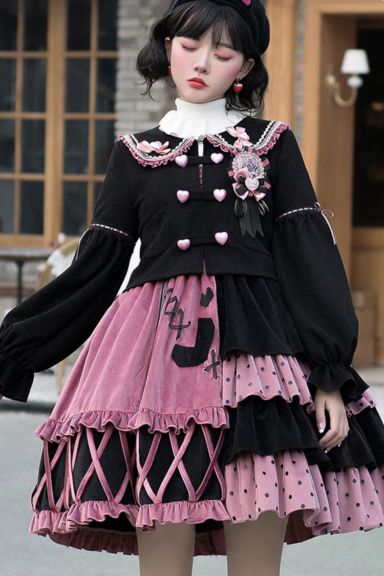 Scarlet and Ebony Ruffled Stitched Vintage Sweet Lolita Gown
