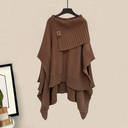 Irregular Off The Shoulder Loose Cloak Sweater Lapel Shirt Dress