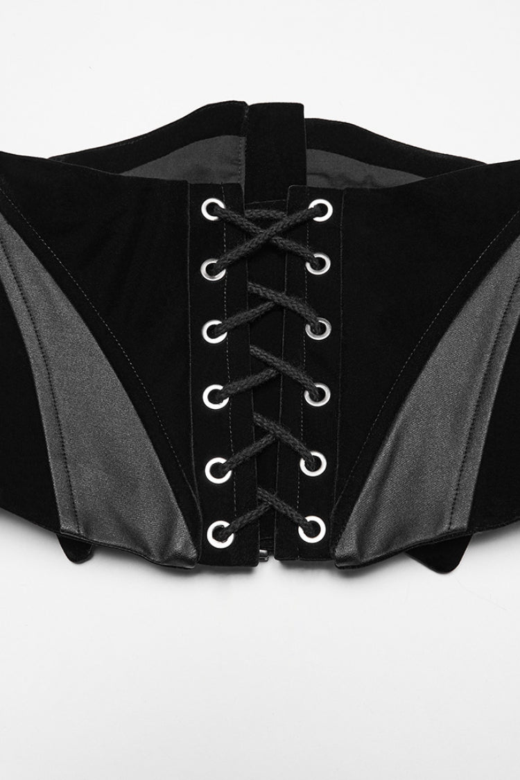 Gothic Underbust Corset for Her with Batwing & Lace-Up Front