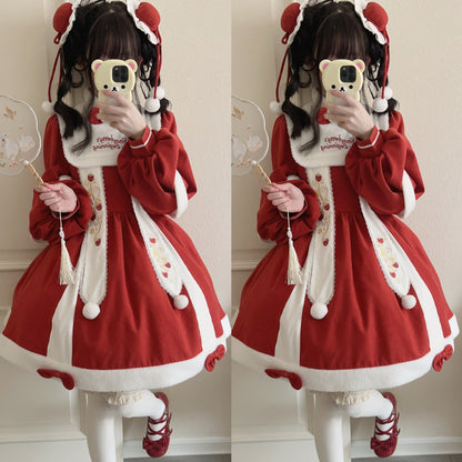 New Year's Red Lolita Dress MK Kawaii Store