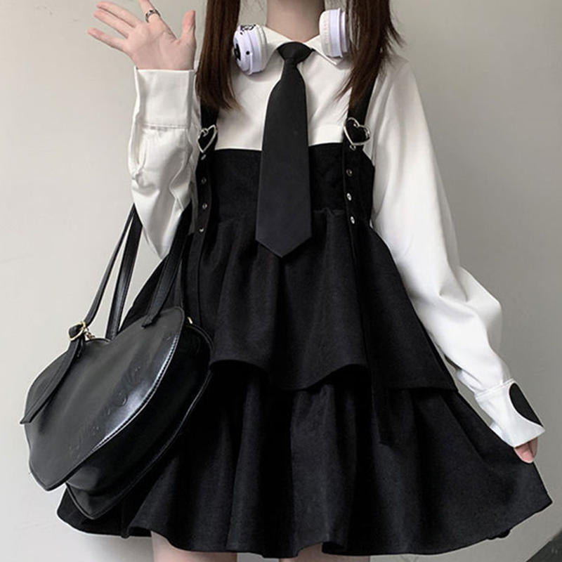 Cute Loose JK Overalls Skirt