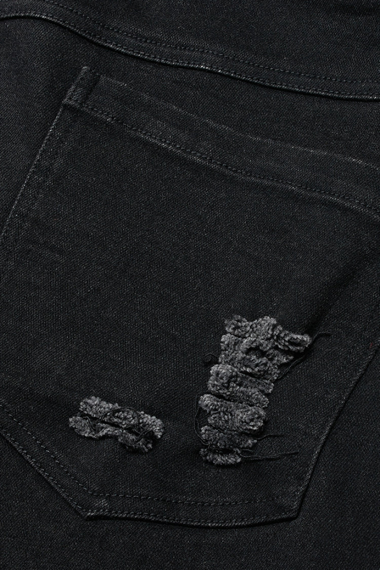 Men's Punk Pants with Hollow Lace-Up Ripped Design