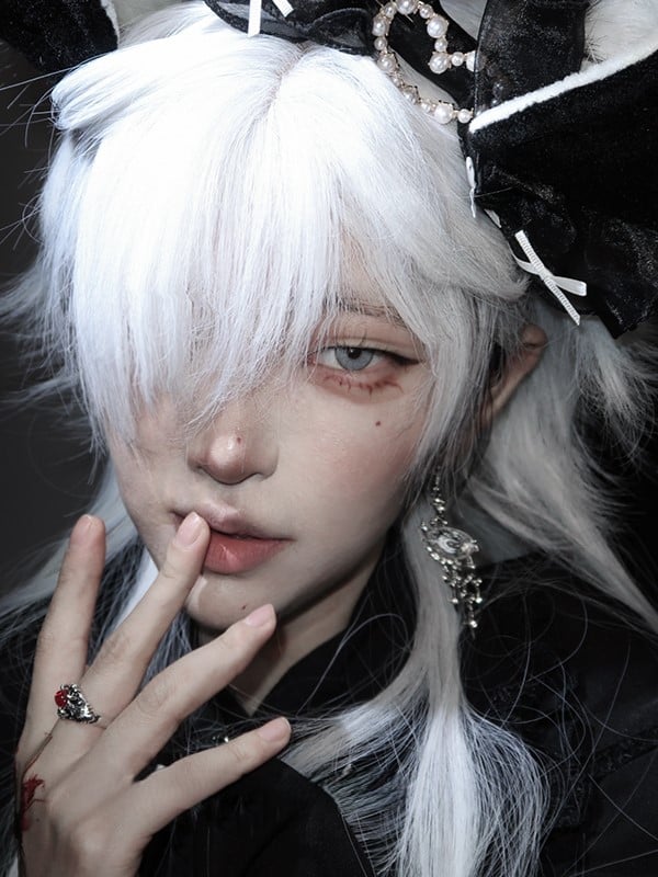 With Full Length 64CM Bangs Wig White