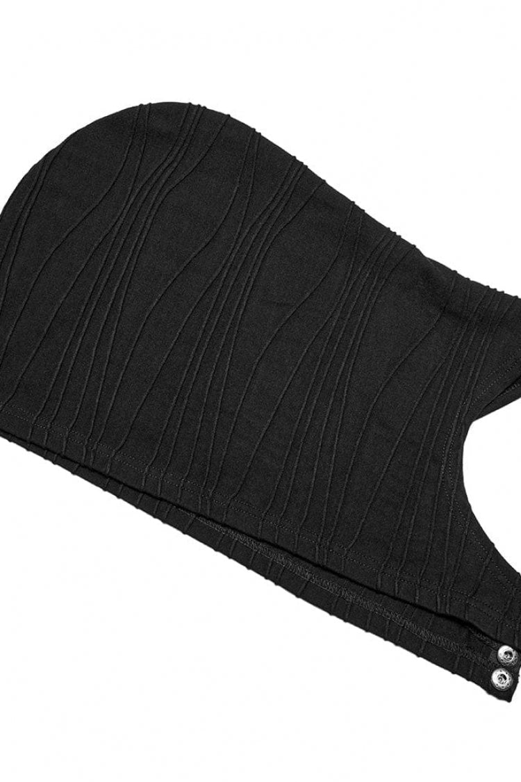 Women's Steampunk Jacket with Hollow Stretch-Knit Stitching Detachable Hooded Stripe Buckles