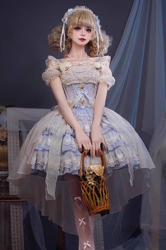 Sleeveless Sweet Ballet Lolita JSK Dress with Bow and Lace