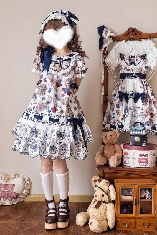 Double-Layered Sweet Lolita Dress with Round Collar