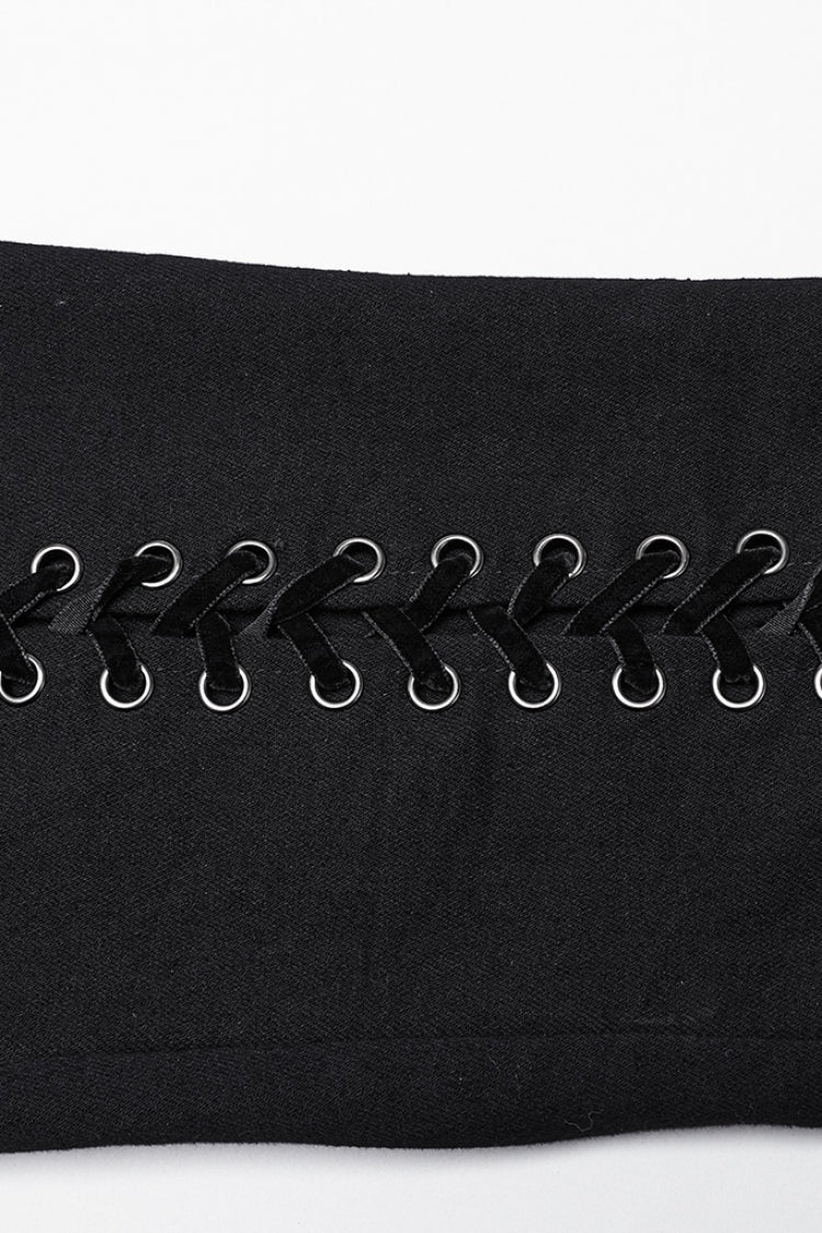 Gothic Pants with Lace-Up and Triple Ruffle
