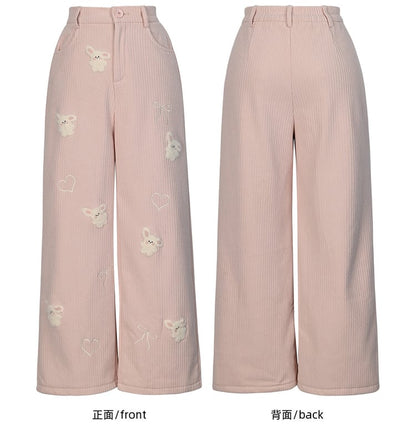 Pink Plush Bunnies Straight-leg Cut Pants