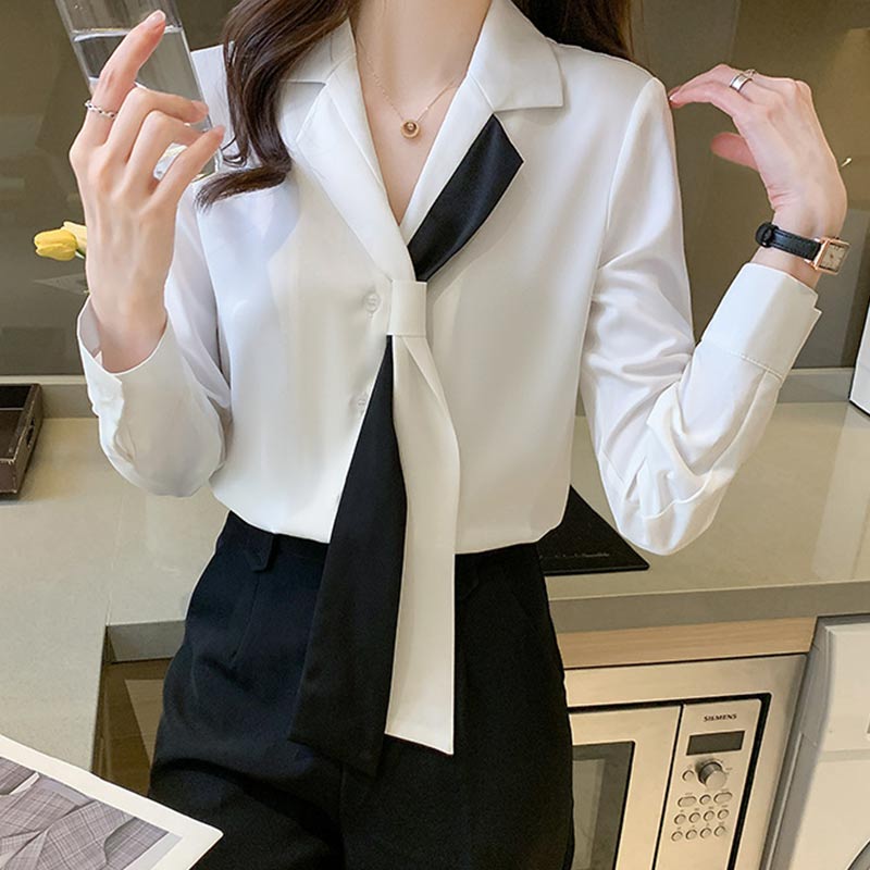 Elegant Streamer Turn-Down Collar Shirt