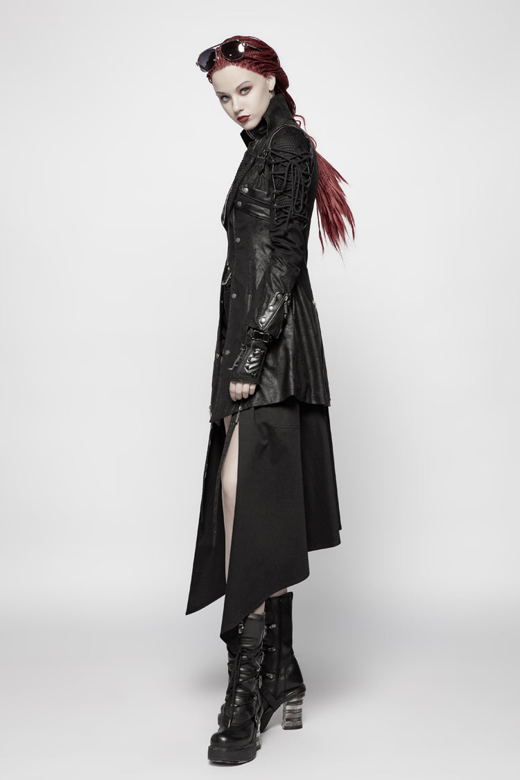 Steampunk Windbreaker with Metal Buckle and Zipper