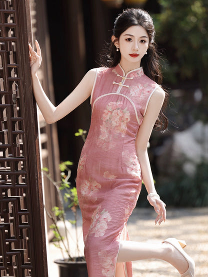 Pink Peony Elegant Cheongsam