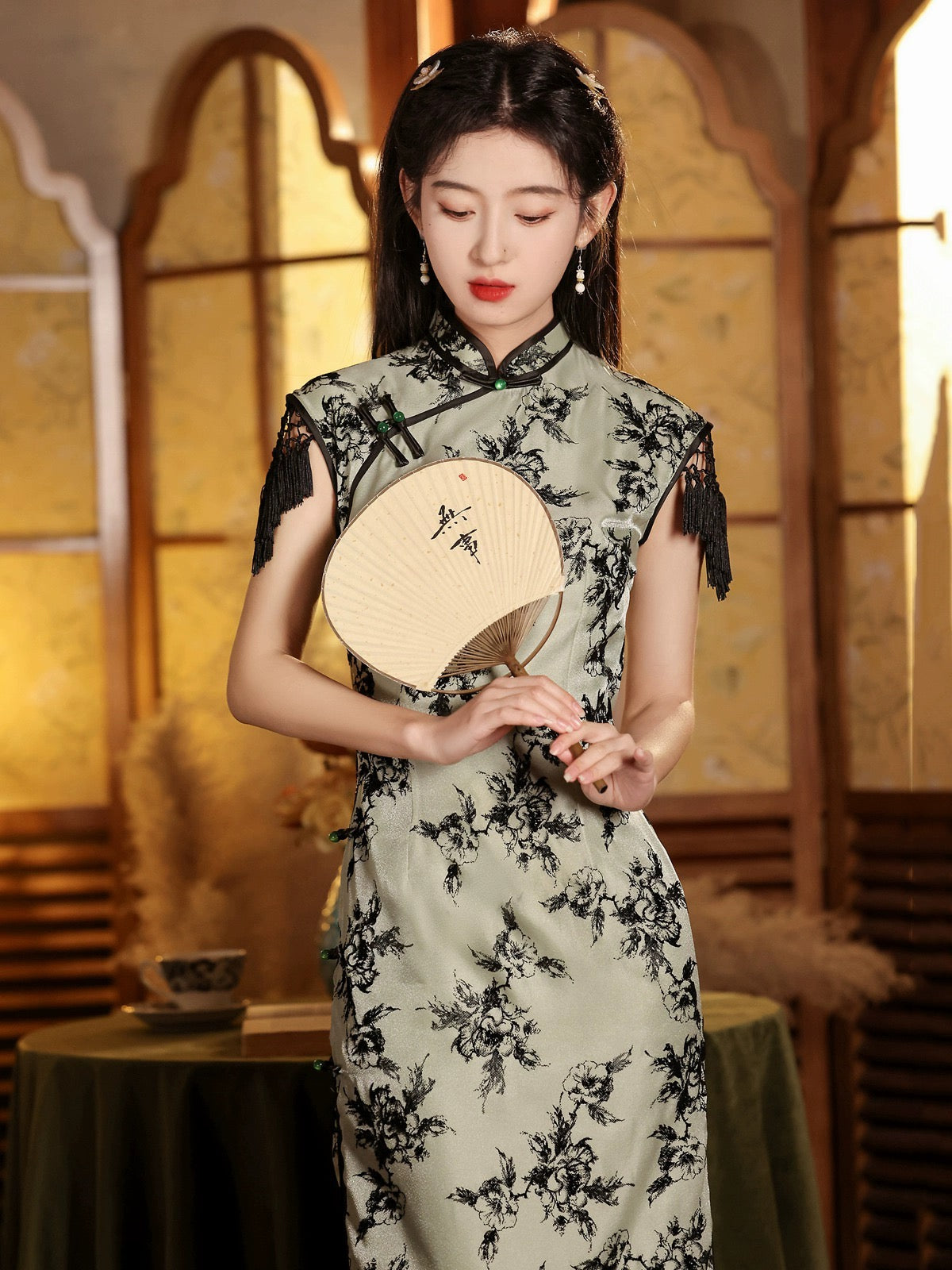 Green Beauty Floral Cheongsam