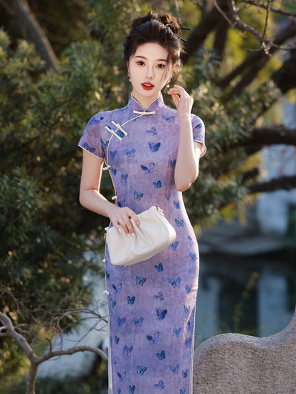 Purple Butterfly Cheongsam