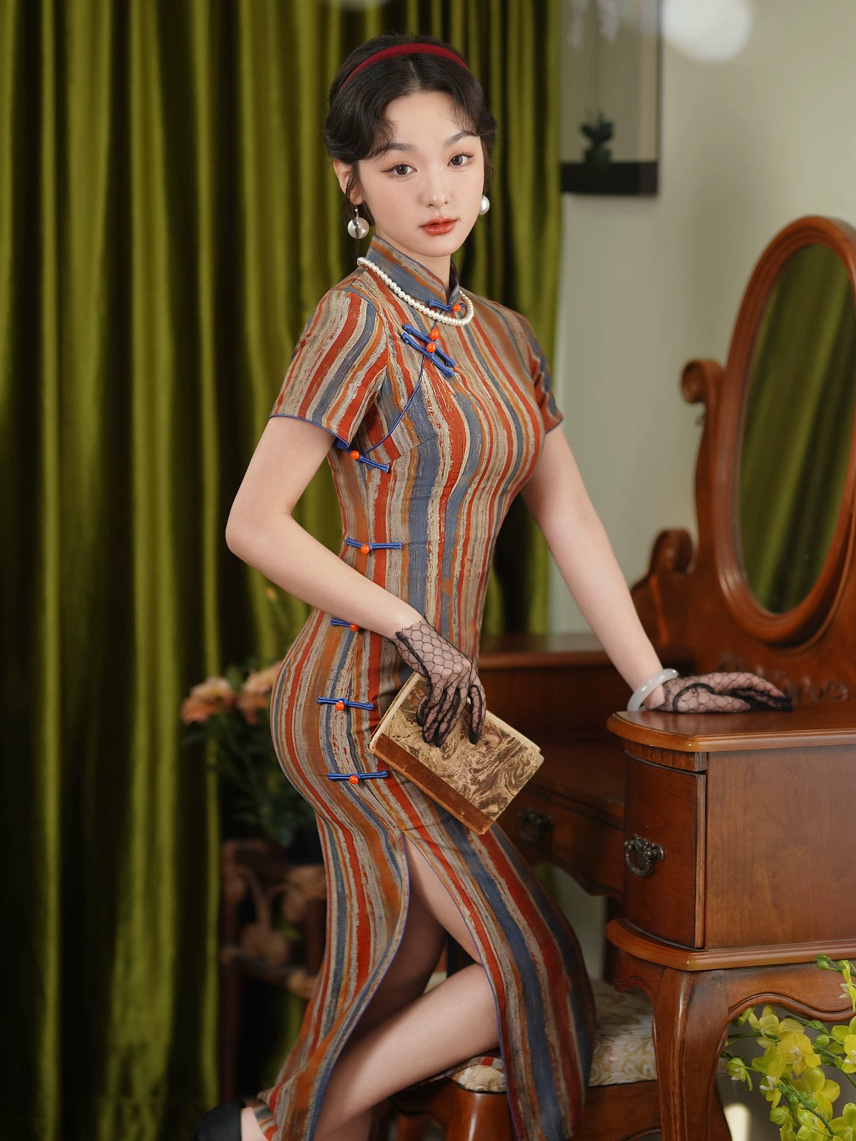 Colorful Stripe Cheongsam