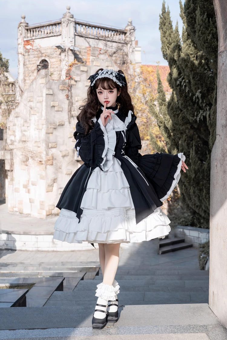 Noir Twilight Sorceress Cardigan Gown with Detachable Sleeves - Dark Lolita