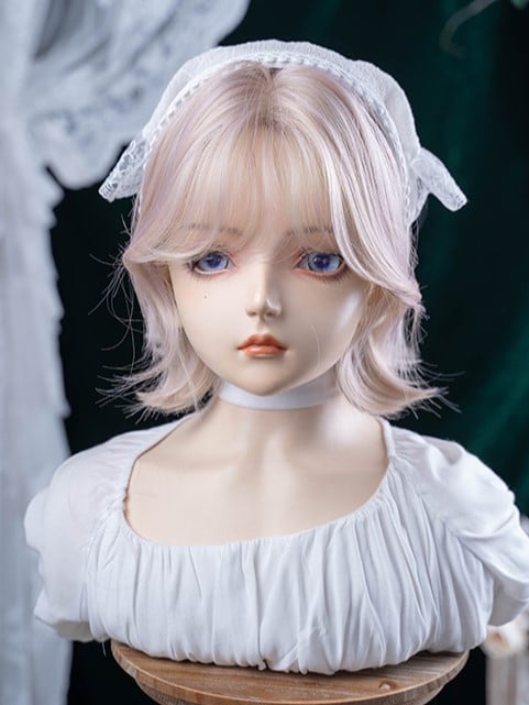 Curtain Pink Wig Length Bangs With Short 35CM Light