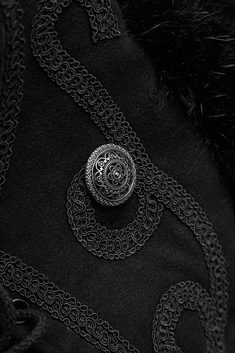 Men's Gothic Cloak with Hooded Long Fur Design