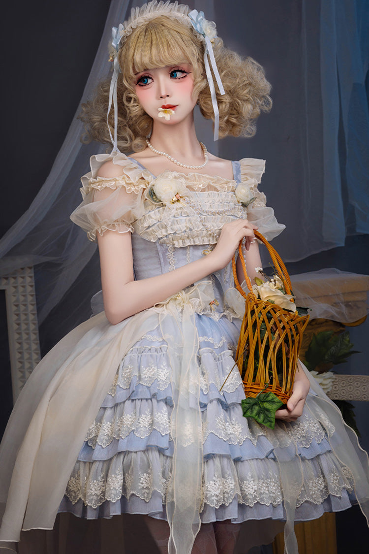Sleeveless Sweet Ballet Lolita JSK Dress with Bow and Lace