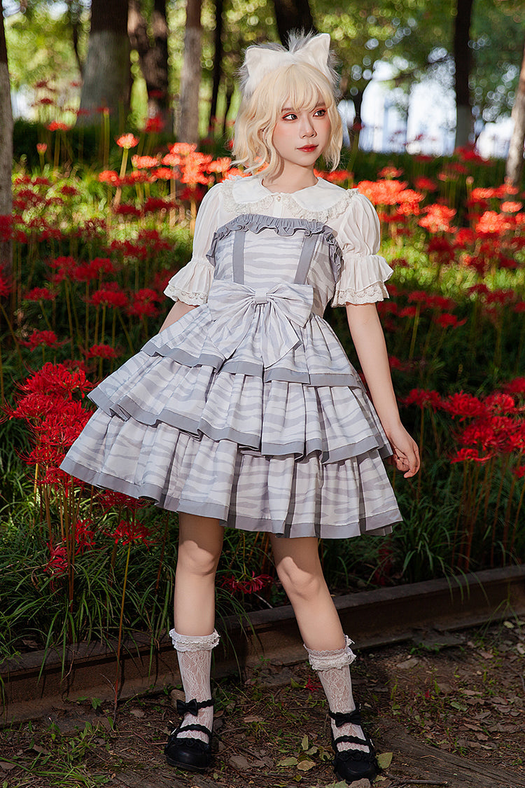 Ash Triple-Layered Ruffle Bowknot Sweet Lolita Gown