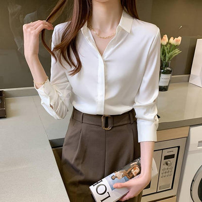 Elegant Satin Shirt Workwear