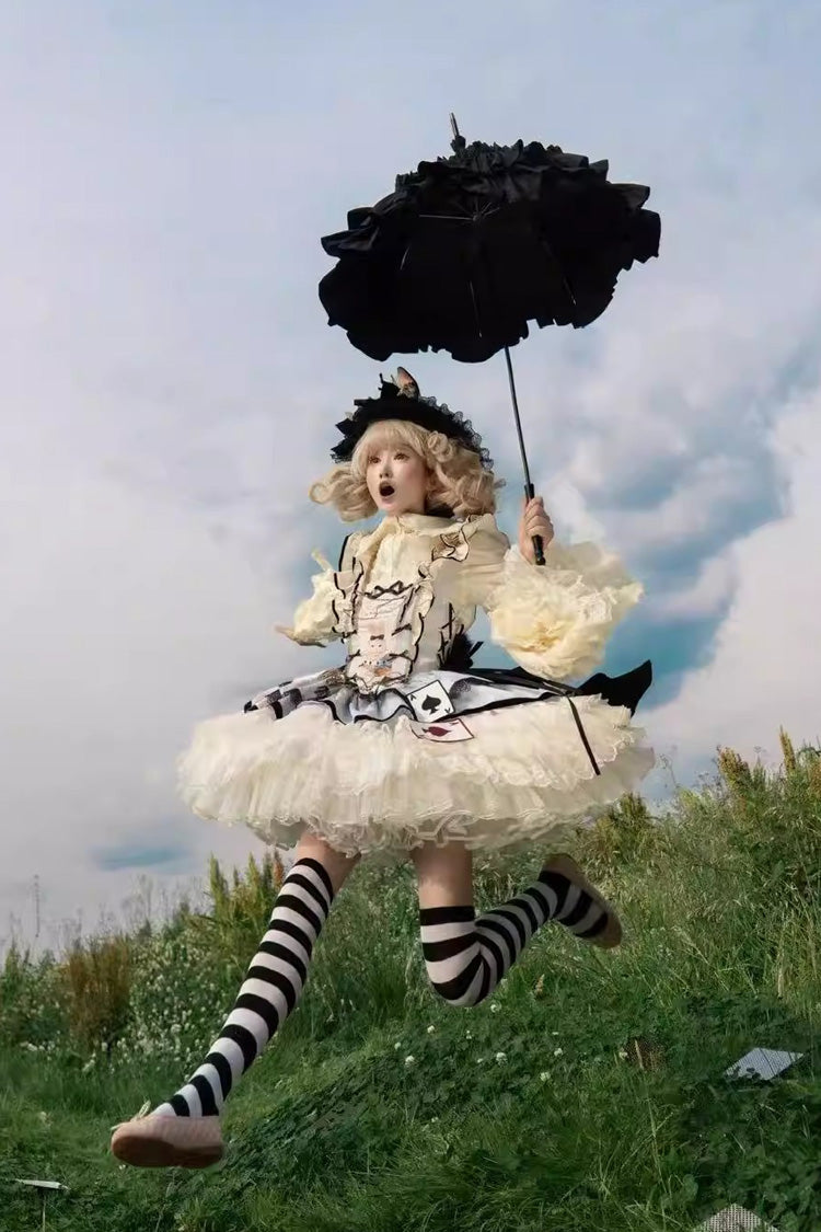 Square Collar Sleeveless Multi-Layered Ruffled Bow Lace Sweet Lolita Jsk Dress - Binky Bunny Magic