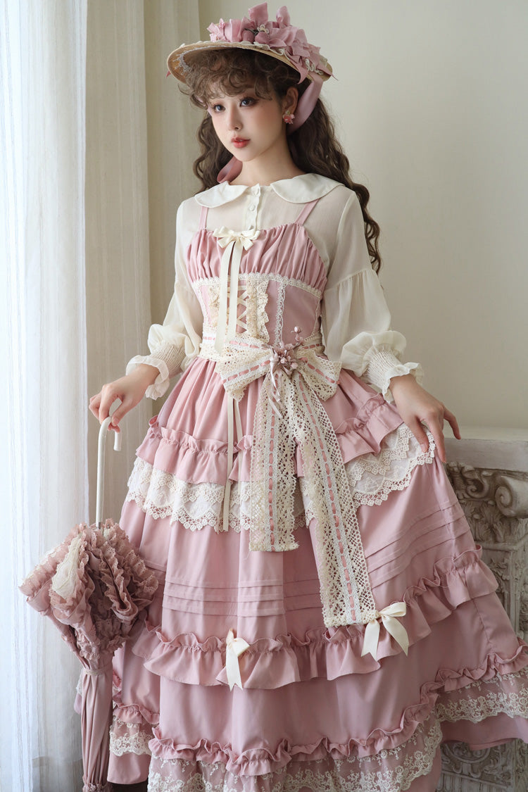 Lillian Ruffle Bow Lace Sweet Lolita Jsk Dress 4 Colors
