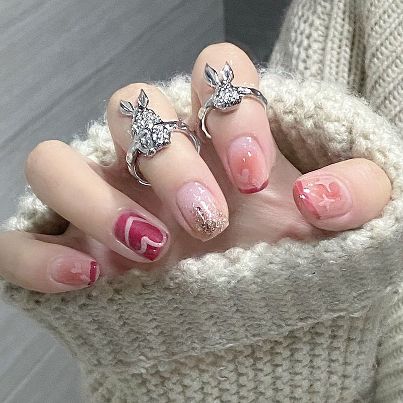 3d pretty princess press on nails - bows - butterfly - fairycore - hearts - jeweled