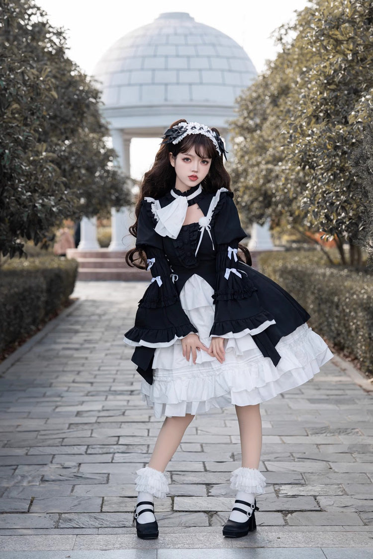 Noir Twilight Sorceress Cardigan Gown with Detachable Sleeves - Dark Lolita