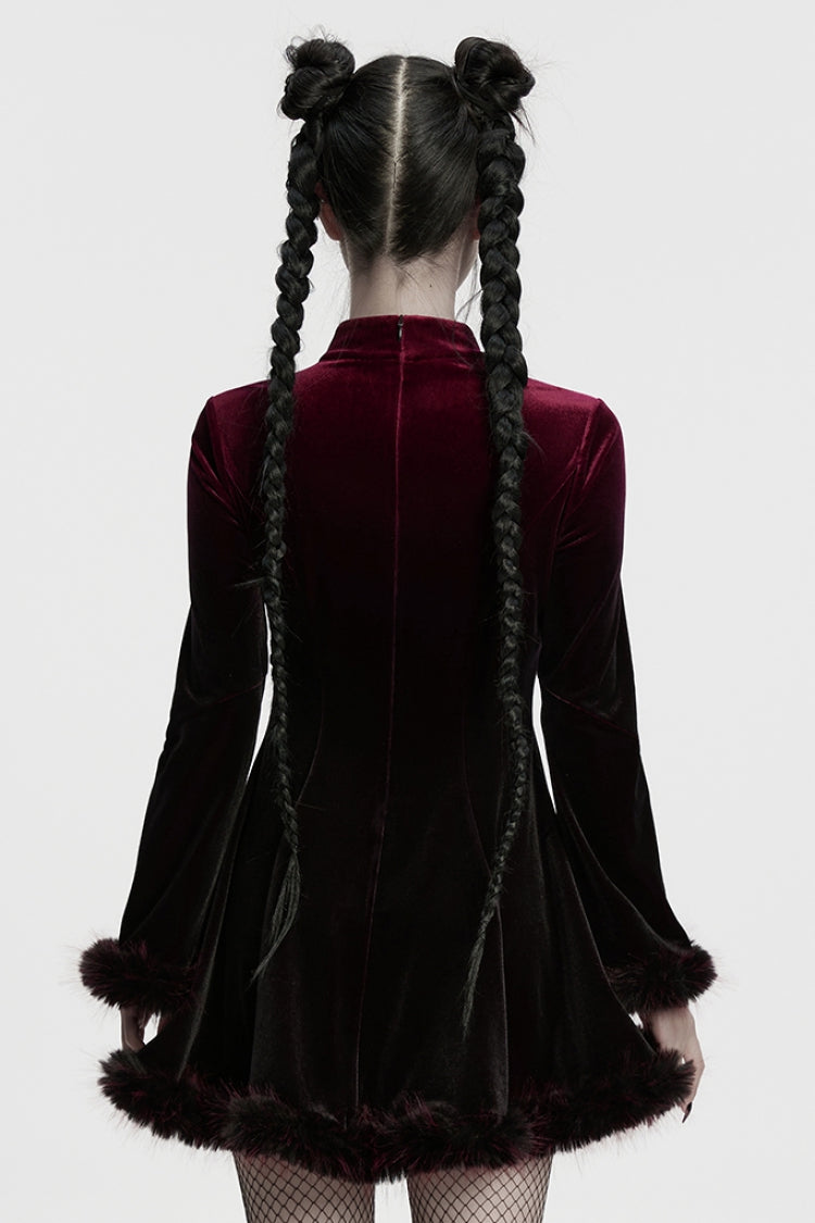 Red Gradient Long Sleeve Gothic Dress