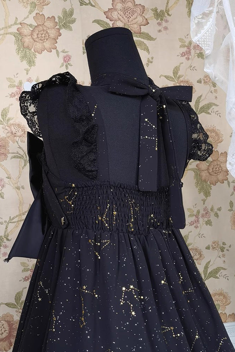 Triple-Layered Ruffle Hot Stamping Bowknot Classic Gothic Princess Lolita Jsk Dress