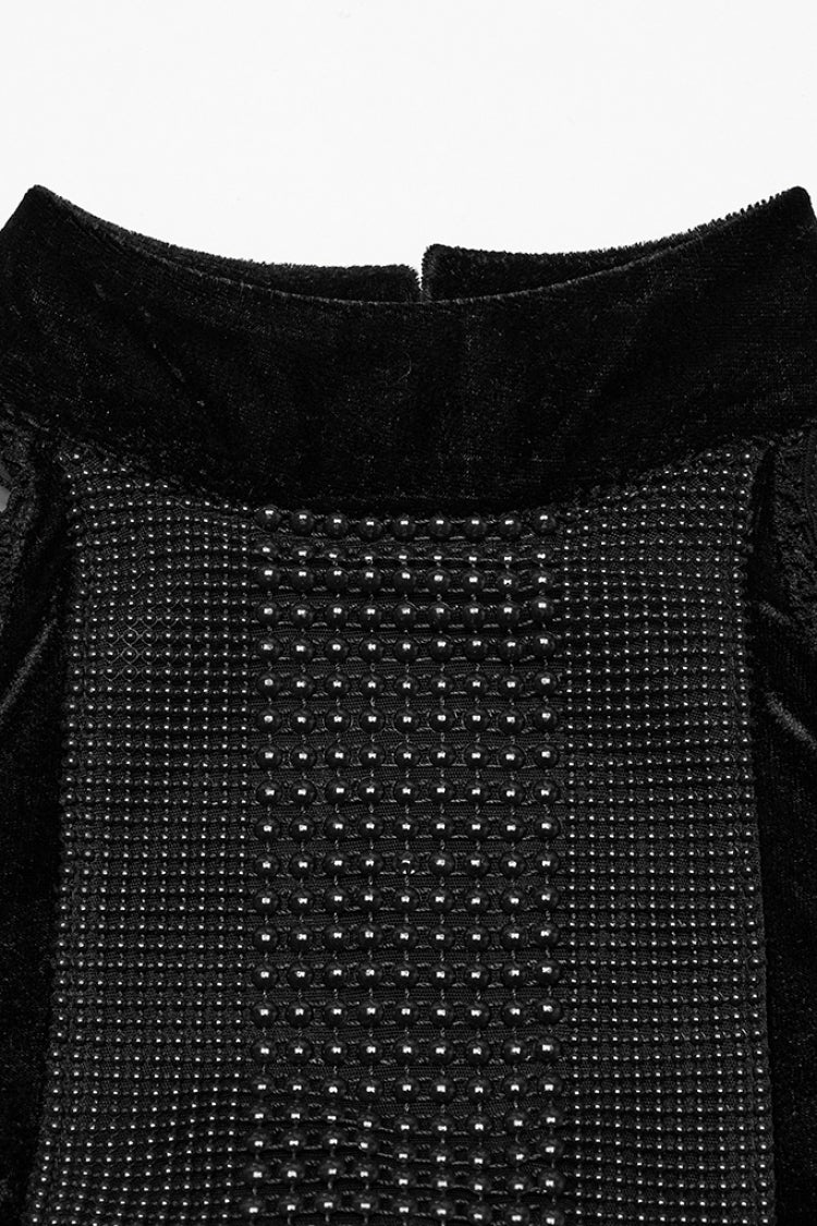 Ebony Halterneck Sleeveless Stitching Mesh Gothic Dress