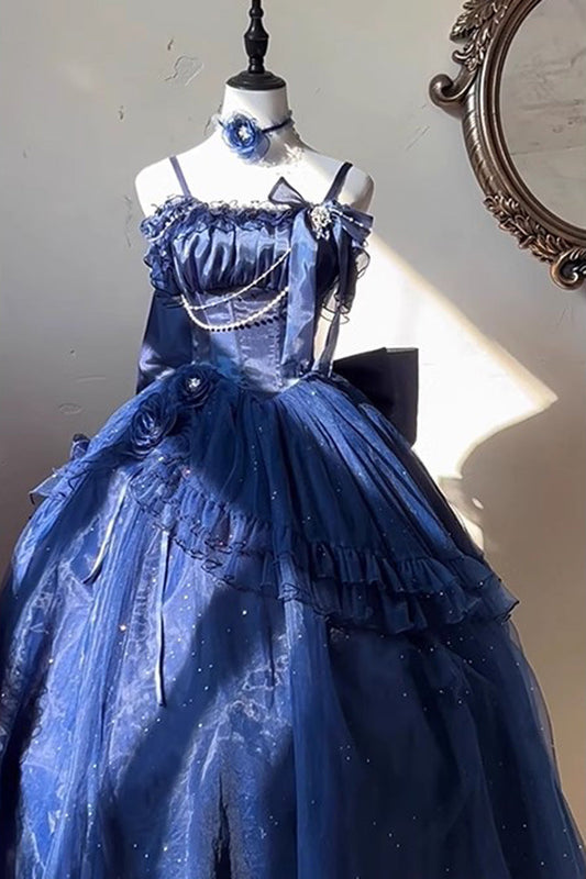 Blue Off-Shoulder Sweet Elegant Princess Lolita Dress with Bow