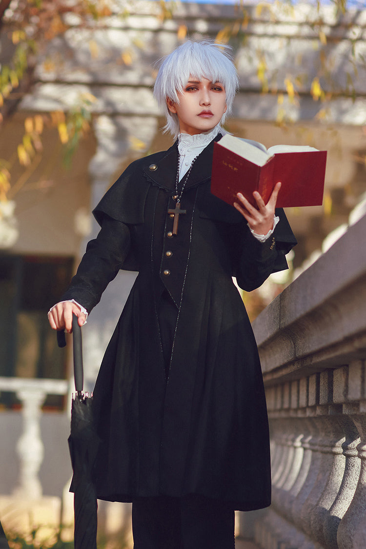 Noir Long Sleeve Ouji Fashion Vintage Elegant Prince Long Coat - The Eternal Sea of Hope