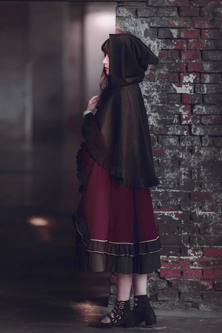 Purple Black Magician Two-Piece Ruffled Gothic Gown