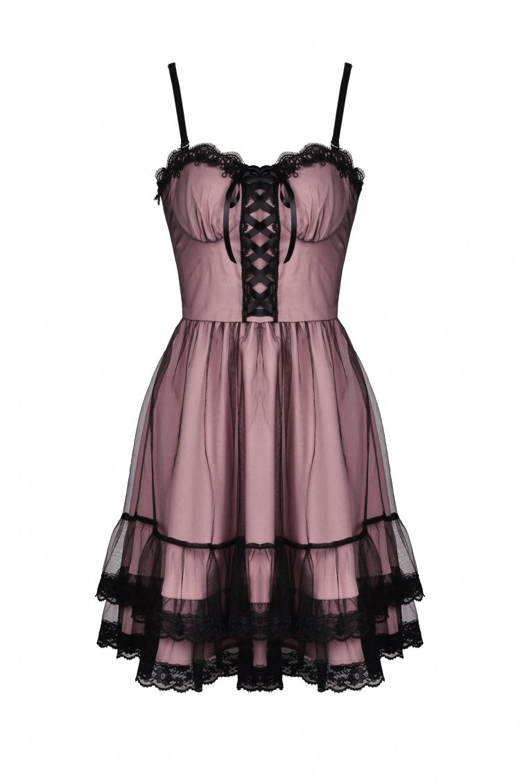 Pink Sleeveless Multi-Layered Lace Women's Lolita Slip Dress Graduation Dress