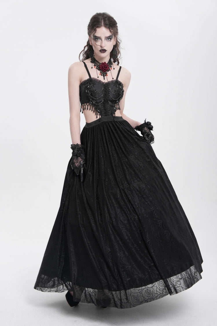 Jacquard Floral Lace Gothic Party Slip Dress