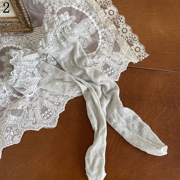 Feather Overknee Blue Stockings Leg Loop Lace With Cuffs