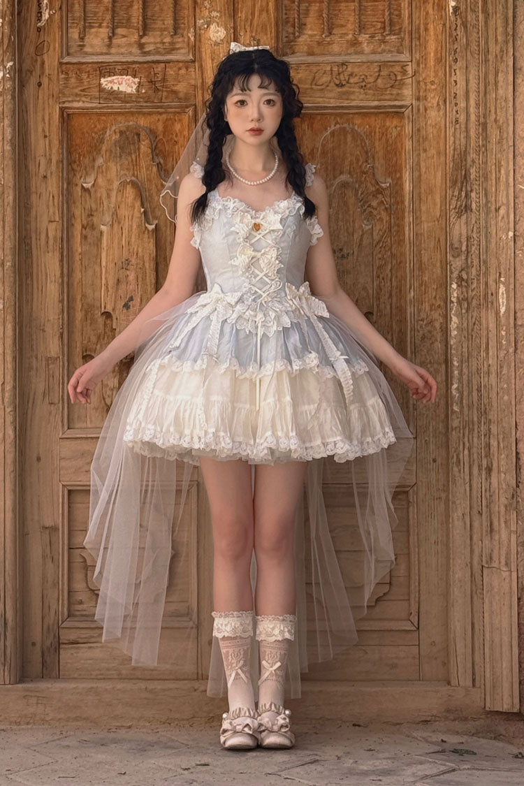 Sweetheart Splolita Ruffle Bow Corset Sweet Lolita Skirt Set