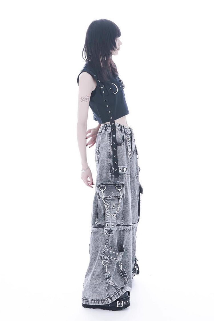 Jirai Kei Rivet Punk Japanese Straight-Leg Jeans