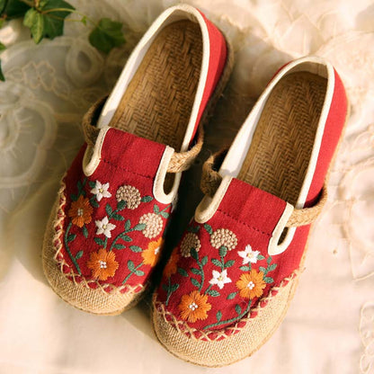 Vintage Floral Canvas Flats Shoes