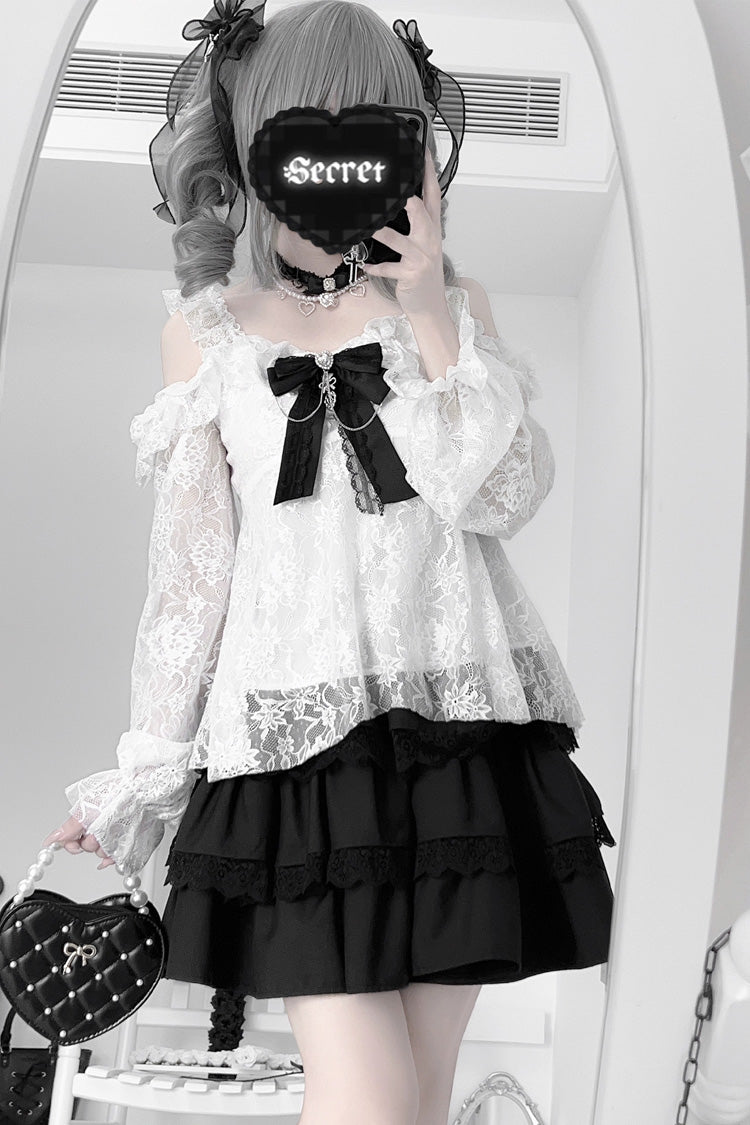 Jirai Kei Skirt with Triple Ruffle Lace