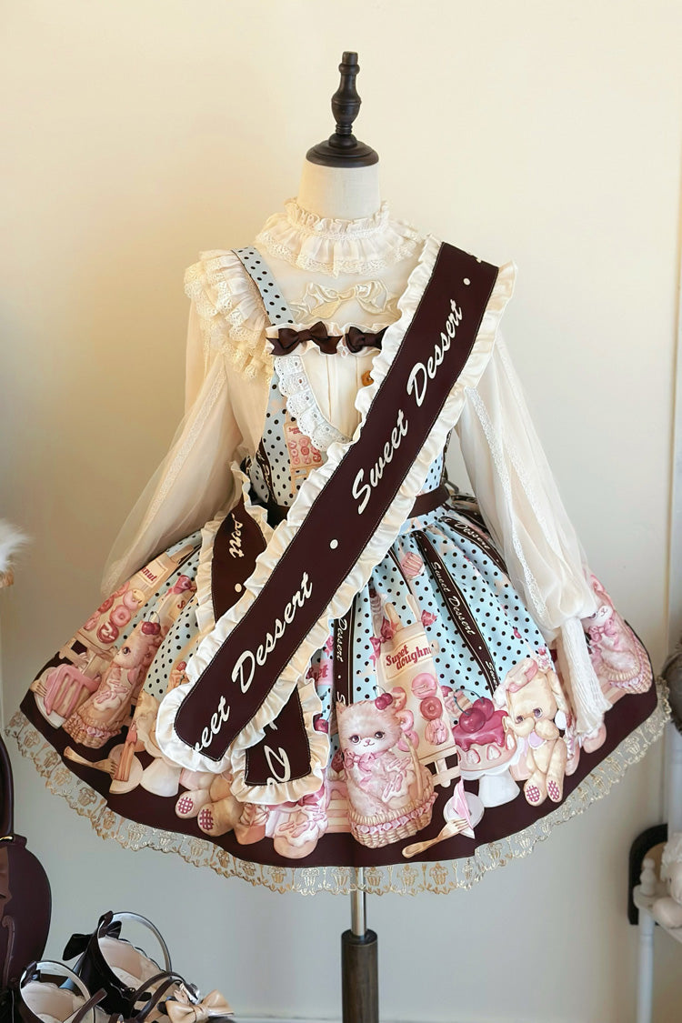Sweet Lolita Strap Dress with Ruffled Bow and Lace