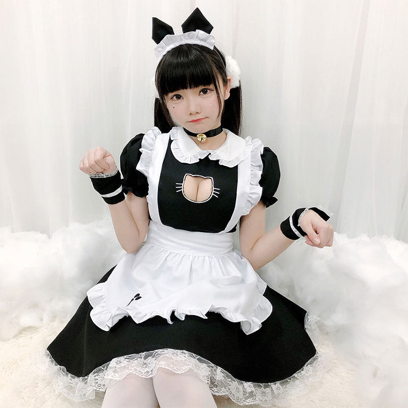 Kitty Lolita Hollow Maid Ruffle Costume Dress