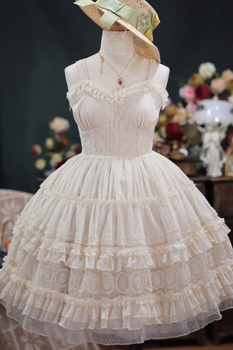 Elegant French Ruffle Sweet Lolita Tiered JSK Dress - Dream Bouquet