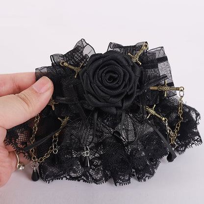 Black  Swords Bowknots Rosette Lace Hairclips