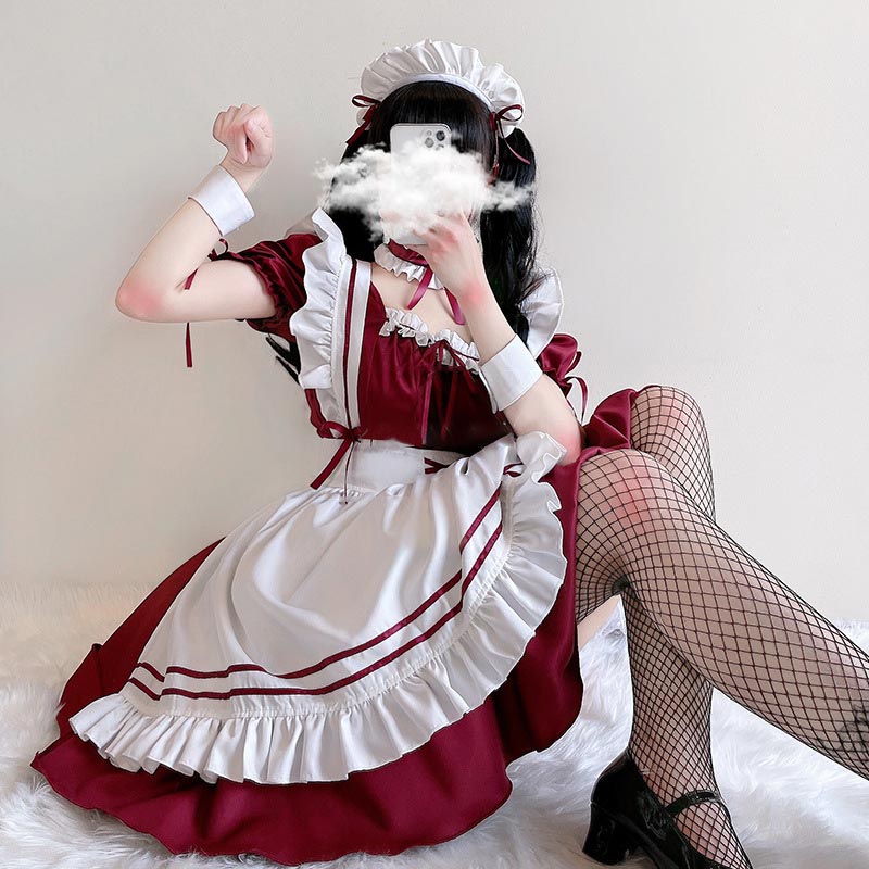 Lolita Seven Piece Ruffled Maid Dress