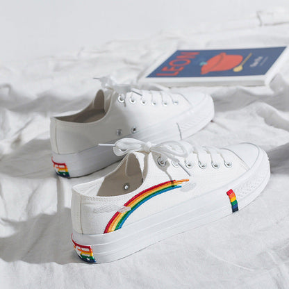 Stylish Rainbow Print High Top Canvas Shoes